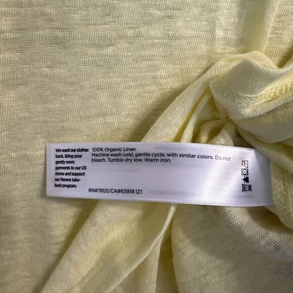NWT Eileen Fisher 100% Organic Linen Jersey Crew Neck T Shirt Citrus Yellow XXS - Picture 9 of 10